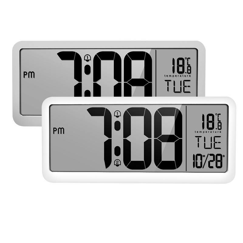 LED Music Alarm Clock Wall Table Desktop Digital Clocks with Large LCD Screen for Home Office - MRSLM
