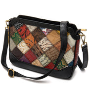 cowhide color block shoulder bag, view 5 - MRSLM
