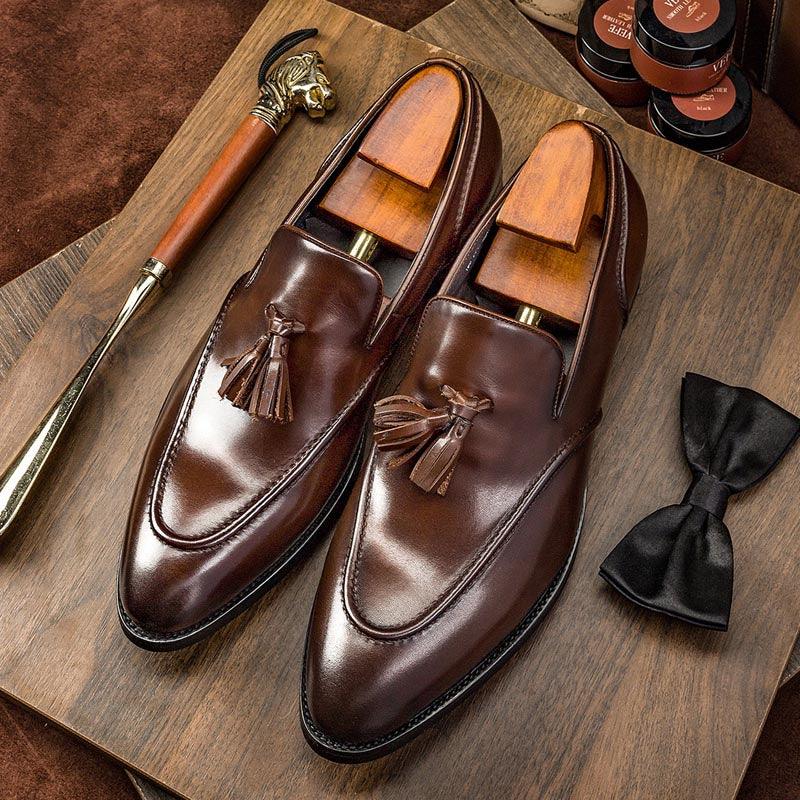 Men's business casual tassel leather shoes, view 3 - MRSLM