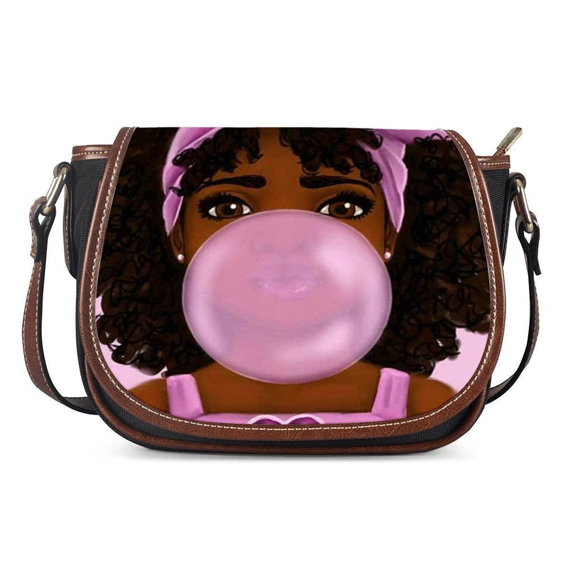 printed PU shell messenger bag, view 3 - MRSLM