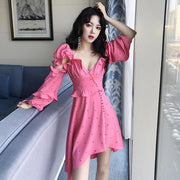 Women's polka dot ruffled irregular dress - MRSLM