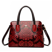 ethnic flower cowhide shoulder bag, view 10 - MRSLM