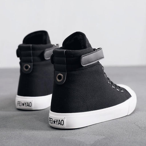 high-top all black canvas shoes, view 2 - MRSLM