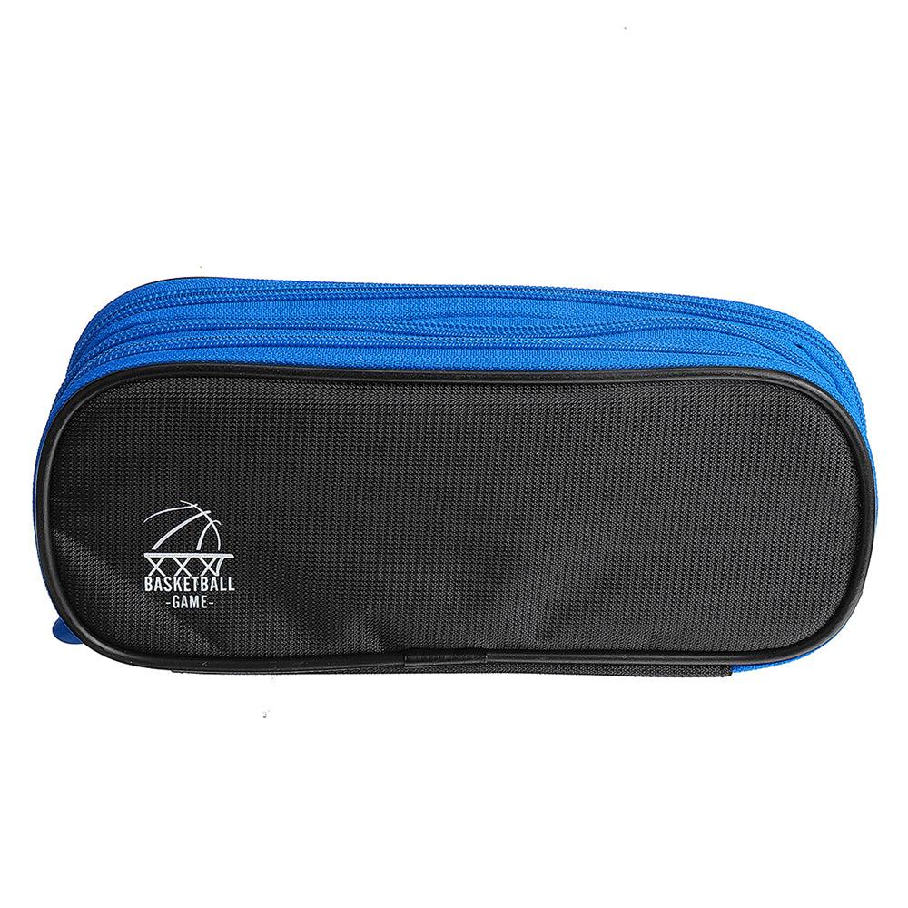 Large Capacity Pencil Case Box Three Layers Nylon Blue Red Pen Bag School Office Stationery Organizer Bags for Students - MRSLM