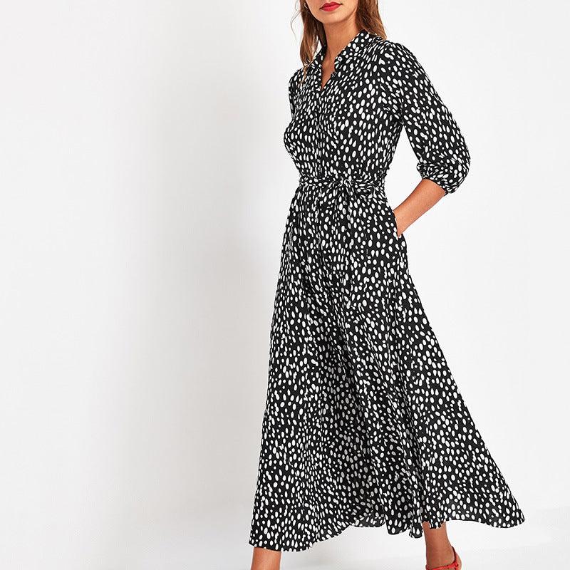 ladies printed chiffon dress, view 3 - MRSLM