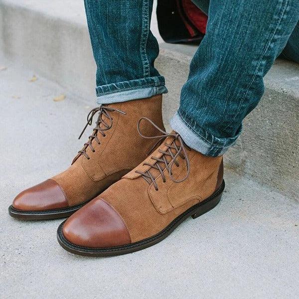 Men's short boots with flat wedge heel - MRSLM