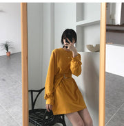 Long-sleeved lace-up waist dress, view 2 - MRSLM