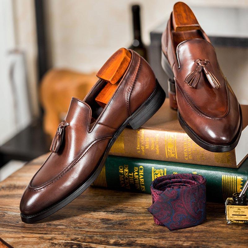 Men's business casual tassel leather shoes, view 2 - MRSLM