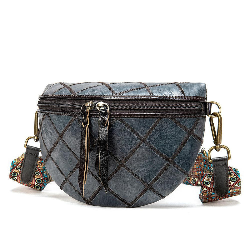 leather ethnic stitching crossbody bag, view 9 - MRSLM