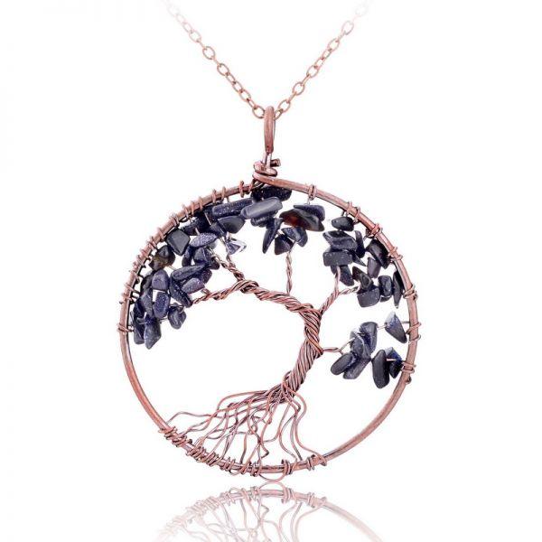 agate tree of life pendant necklace, view 12 - MRSLM