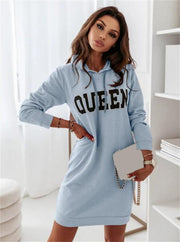 Women's long sleeve letter print casual dress, view 5 - MRSLM