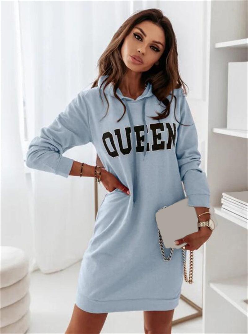Women's long sleeve letter print casual dress, view 5 - MRSLM