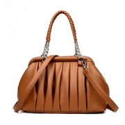New Fashion All-match Pleated Woven Portable Large Capacity Leather Women's Bag - MRSLM