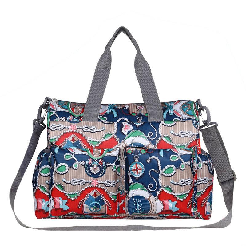 Large striped one-shoulder mommy bag, view 8 - MRSLM