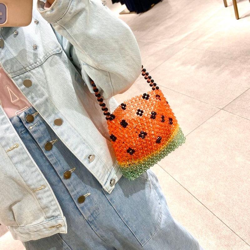 watermelon beaded handbag, view 4 - MRSLM
