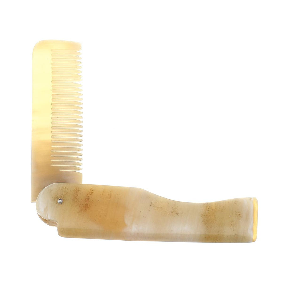 Oxhorn Comb Folding Hair Brush Fine Tooth Massage Anti Static Portable Gift Travel - MRSLM