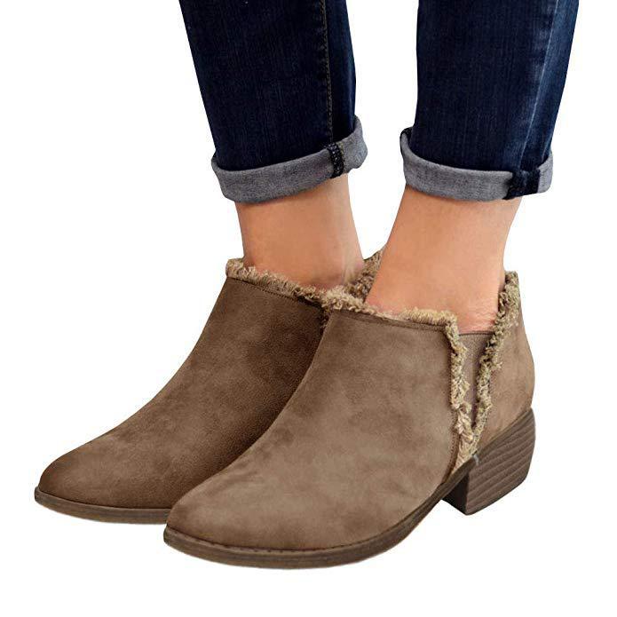 Retro thick heel side zipper ankle boots - MRSLM