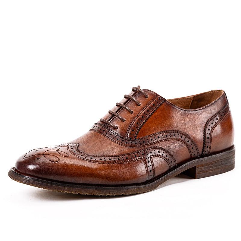 Men's carved brogue Oxford leather shoes, view 3 - MRSLM