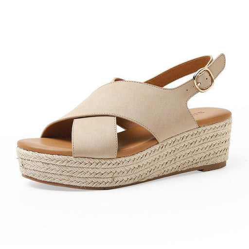 cross strap wedge hemp rope platform sandals, view 4 - MRSLM