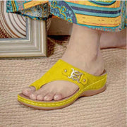 Women's large size wedge heel flip flop sandals, view 2 - MRSLM