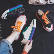 women's rainbow canvas lace-up shoes - MRSLM