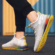rainbow sole knit mesh running shoes, view 4 - MRSLM