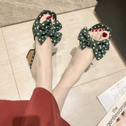 women's bow mid-heel slippers, view 3 - MRSLM