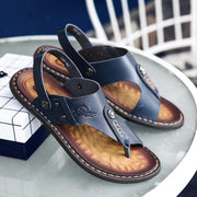 Men's two-toed leather sandals, view 9 - MRSLM