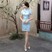 short plum blossom cheongsam dress, view 9 - MRSLM