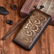 Vegetable tanned leather embossed wallet, view 5 - MRSLM