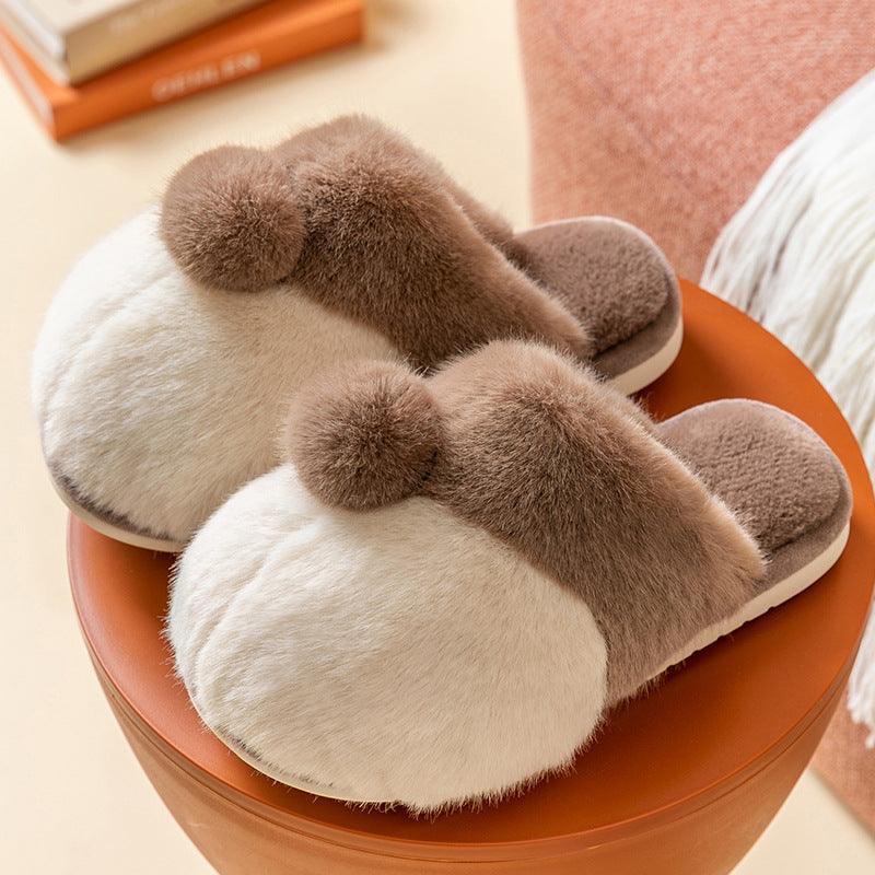 Women's plush corgi slippers, view 3 - MRSLM