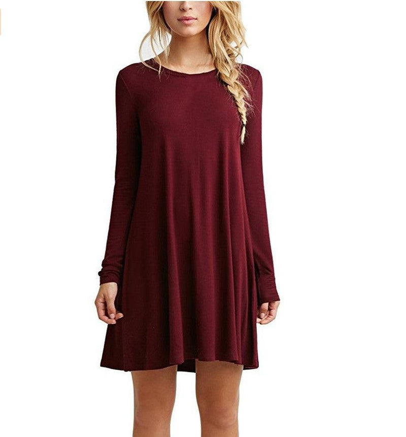 solid color long-sleeved dress, view 10 - MRSLM