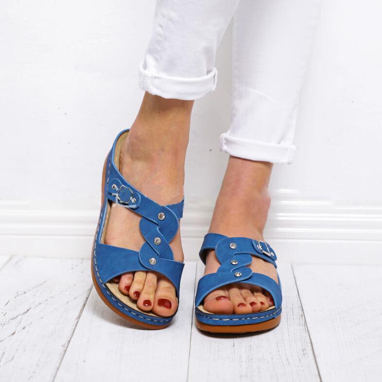 Casual buckle plus size women's sandals, view 4 - MRSLM