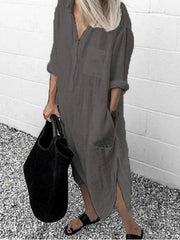 Elegant slit long shirt dress, view 2 - MRSLM