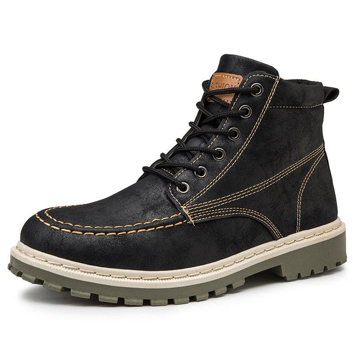 2021 autumn new men's Martin boots trend high-top men's boots locomotive British men's shoes leather tooling boots students - MRSLM