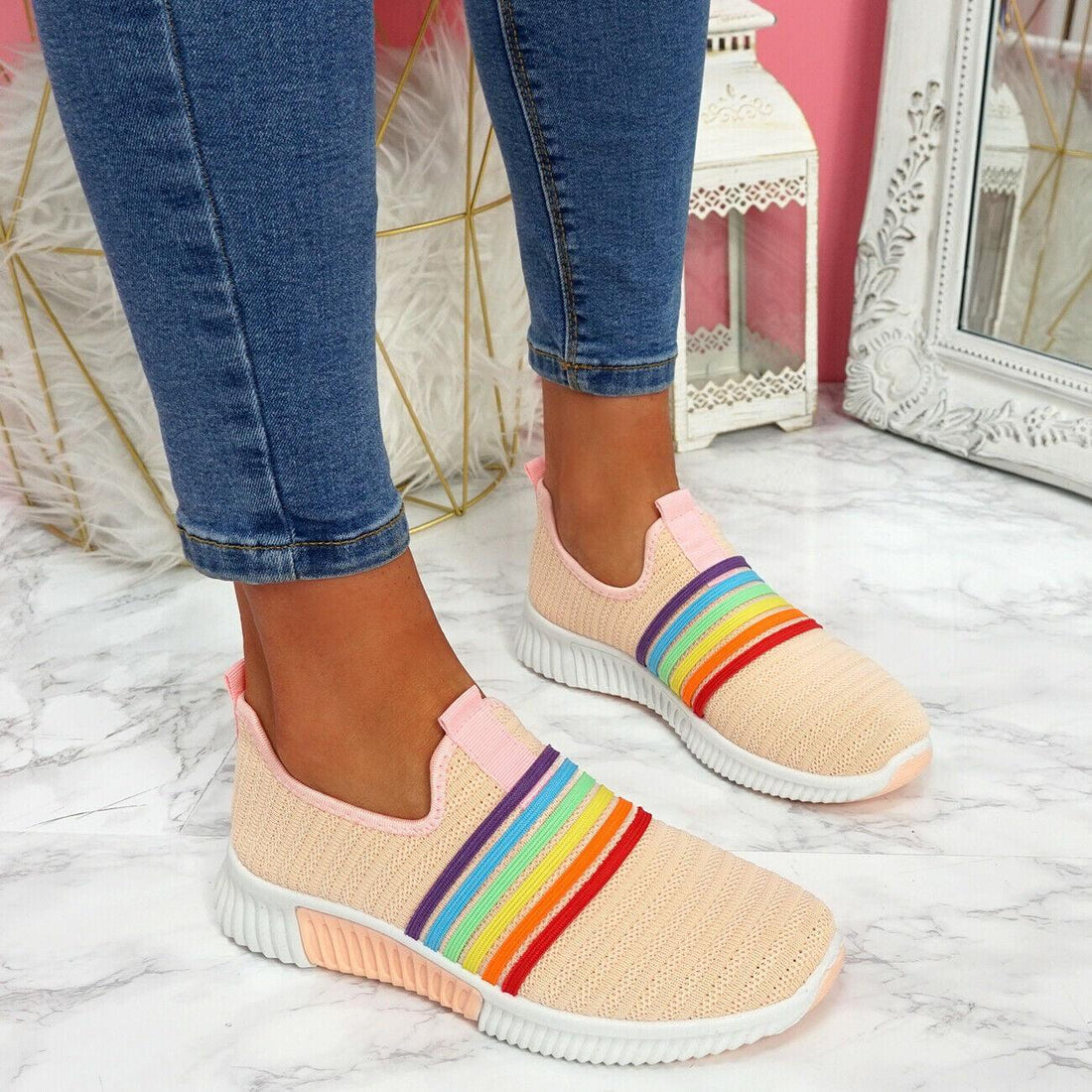 Flying Netted Rainbow Sneakers