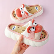 Ladies thick-soled linen home slippers - MRSLM
