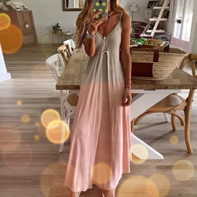 Slim long flower suspender dress, view 3 - MRSLM