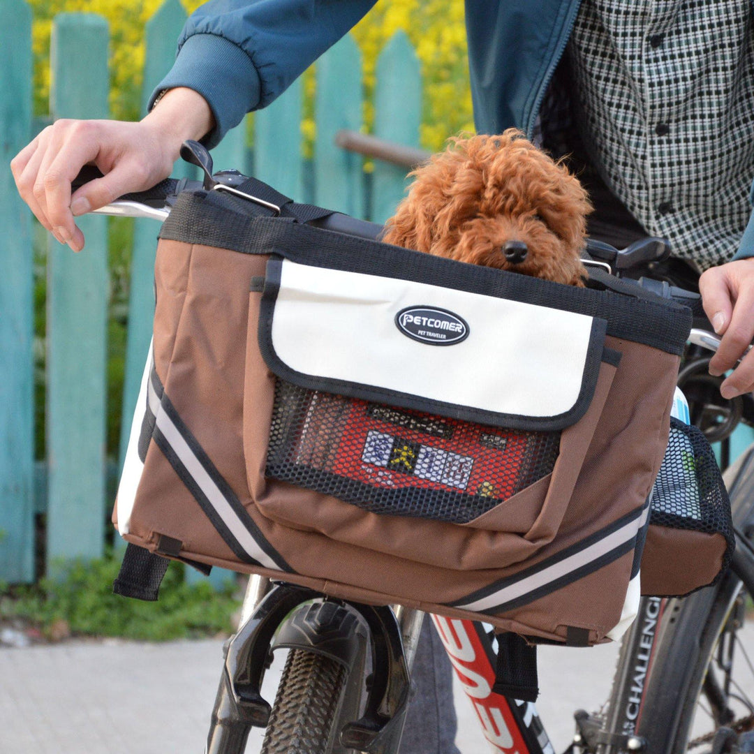 Pet Bicycle Carrier Cat Dog Bicycle Bag Bike Removable Basket Handlebar Front Basket Small Cat Dog Carrier - MRSLM