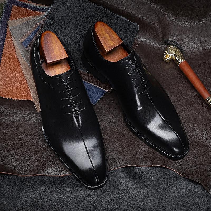 Men's pointed toe leather shoes, view 2 - MRSLM