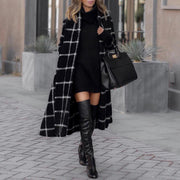 women's long plaid coat with belt - MRSLM
