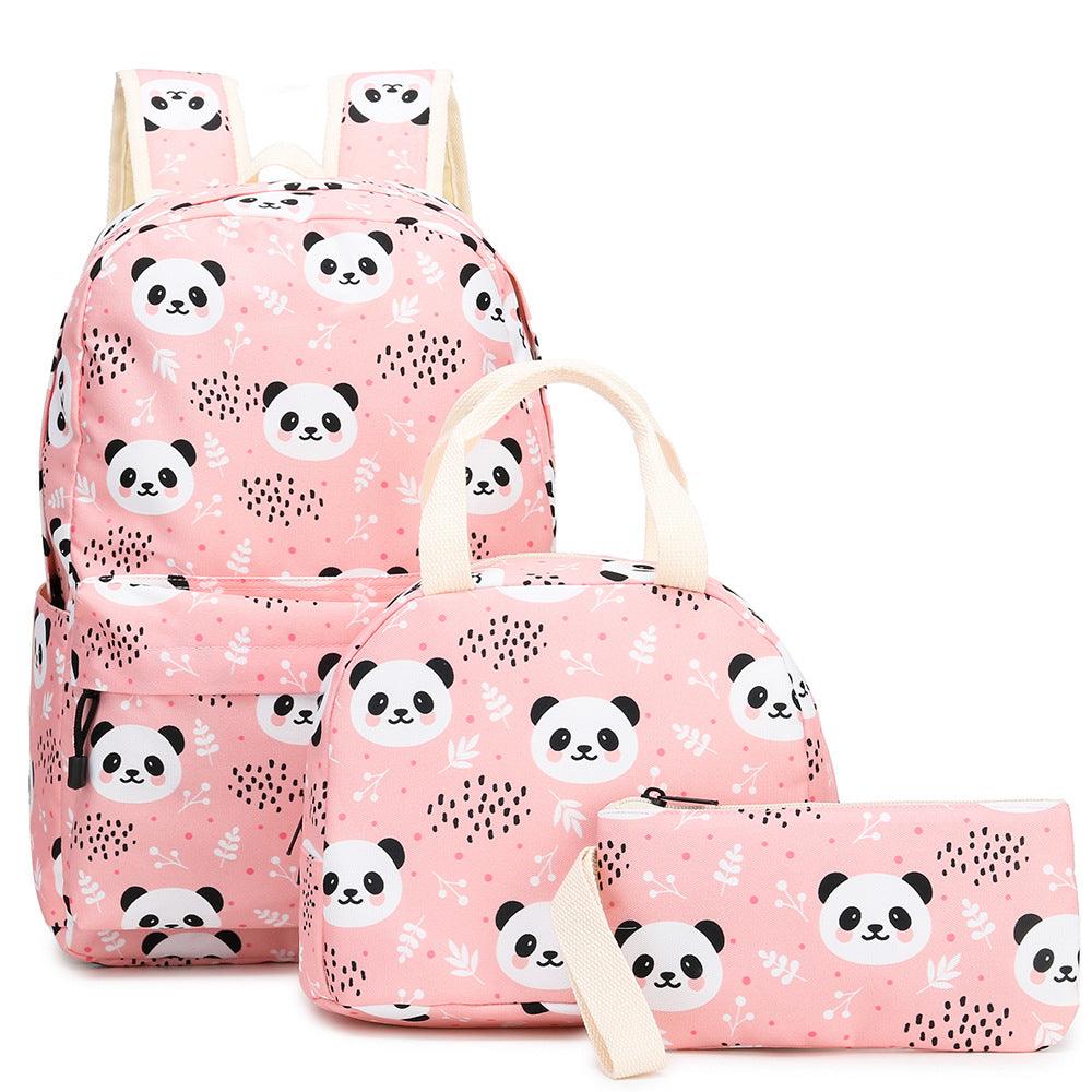 Panda Three-piece Kids School Bag Set with Lunch Bag and Pencil Case