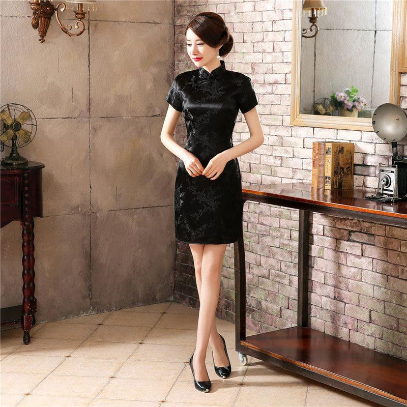 short plum blossom cheongsam dress, view 11 - MRSLM