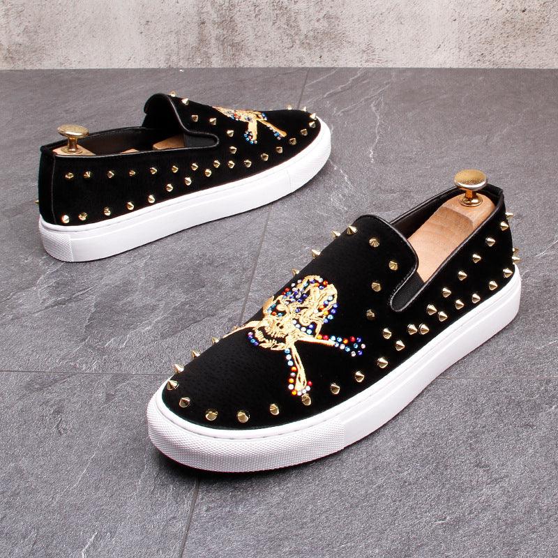 Men's Skull Pattern Slip-On Casual Loafers