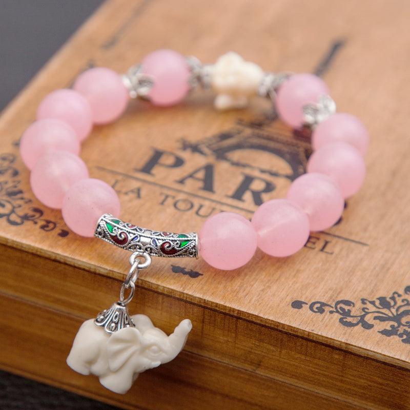 crystal elephant charm bracelet, view 7 - MRSLM