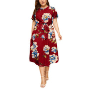 round neck printed chiffon dress - MRSLM