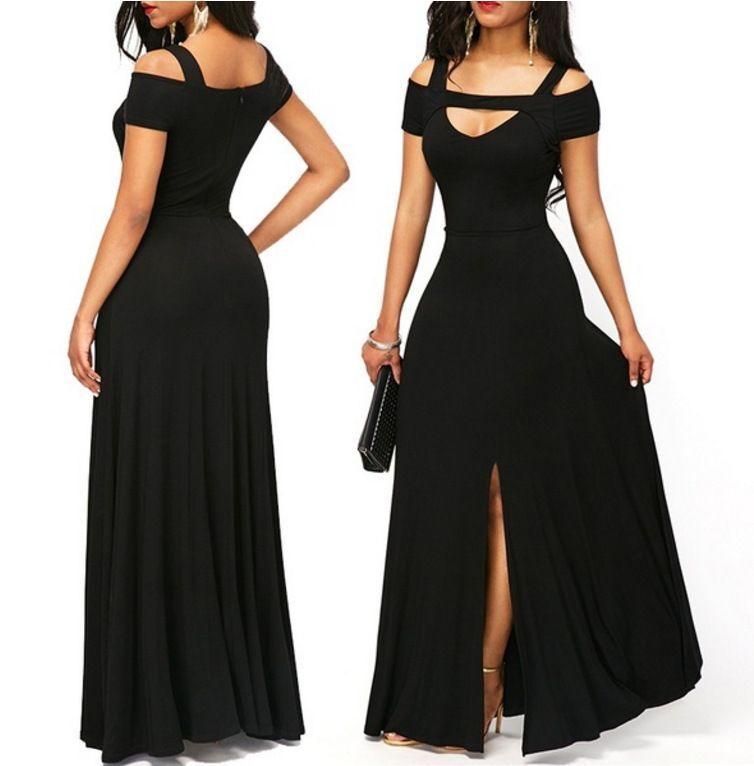 v-neck off-the-shoulder split long skirt, view 5 - MRSLM