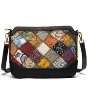 cowhide color block shoulder bag, view 4 - MRSLM