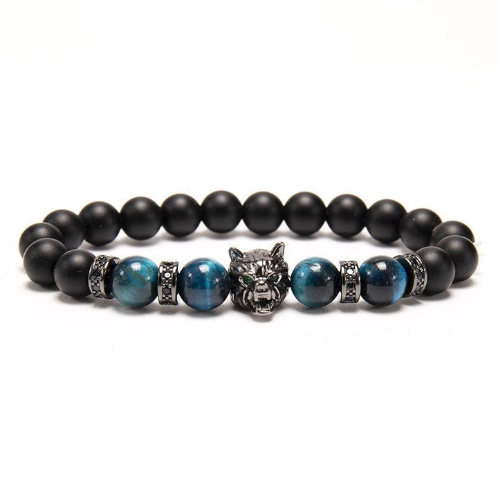 New Simple Style Domineering Wolf Head Bracelet Copper Micro-inlaid Men - MRSLM