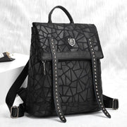 black leather women's backpack, view 4 - MRSLM